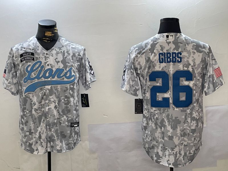 Men Detroit Lions #26 Gibbs Nike Arctic Camo 2024 Salute to Service Limited NFL Jersey style 1->detroit lions->NFL Jersey